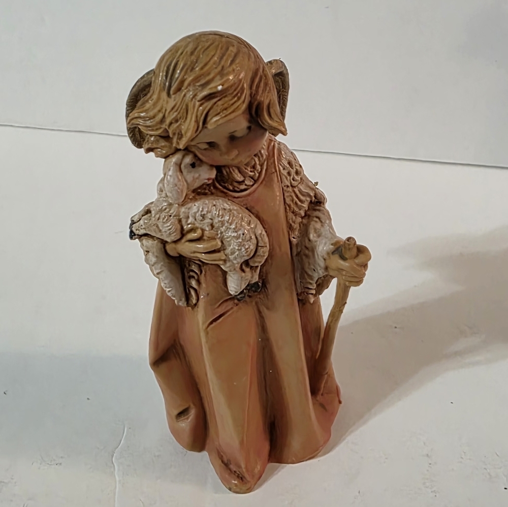 Vintage Fontanini Shepherd Angel Figurine Holding Lamb